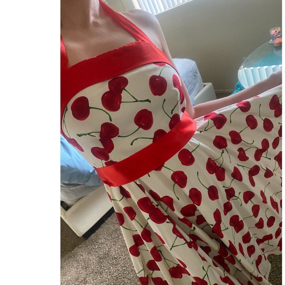 Vintage Halterneck Cherry A-Line Dress